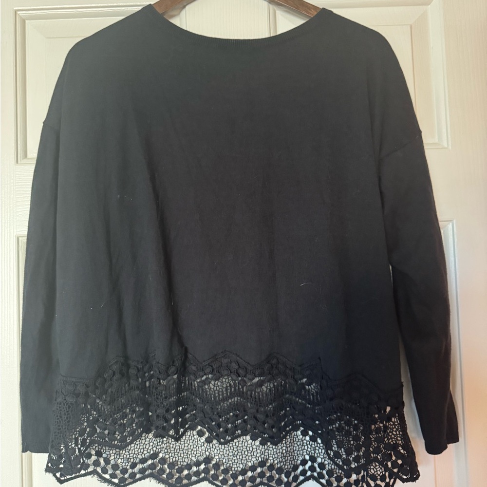 Joie Black Lace Hem Longsleeve Shirt